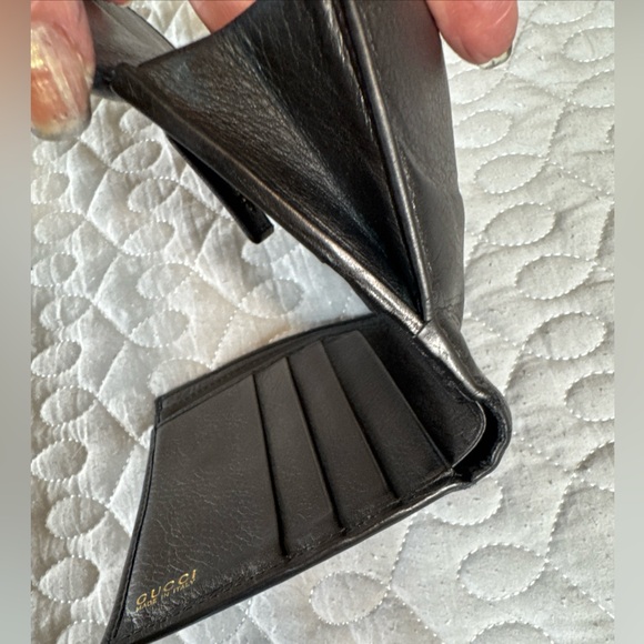 GUCCI RARE Authentic Bifold Black Horse Bit Stitch Leather Wallet W/COA - Picture 11 of 16
